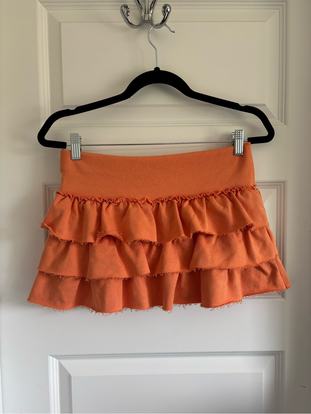 NWT Edikted Orange Martina Ruffle Terry Mini Skirt